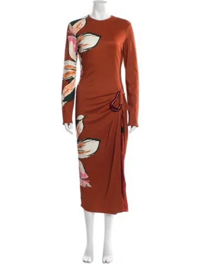 Pre-owned Silvia Tcherassi Floral Print Midi Length Dress In Orange