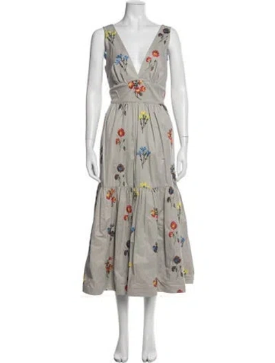 Pre-owned Silvia Tcherassi Floral Print Midi Length Dress W/ Tags In Gray