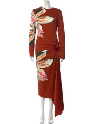 Pre-owned Silvia Tcherassi Floral Print Midi Length Dress W/ Tags In Orange