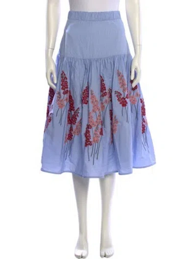 Pre-owned Silvia Tcherassi Floral Print Midi Length Skirt In Blue
