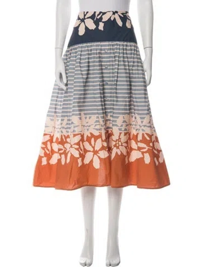 Pre-owned Silvia Tcherassi Floral Print Midi Length Skirt In Blue