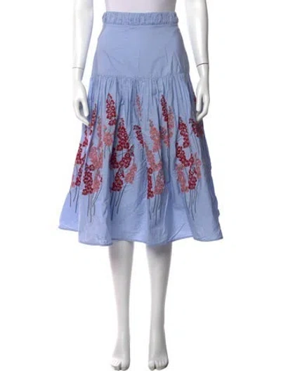 Pre-owned Silvia Tcherassi Floral Print Midi Length Skirt In Blue