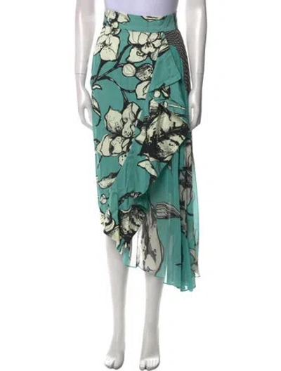 Pre-owned Silvia Tcherassi Floral Print Midi Length Skirt In Green