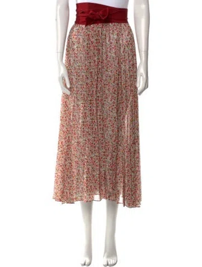 Pre-owned Silvia Tcherassi Floral Print Midi Length Skirt In Red