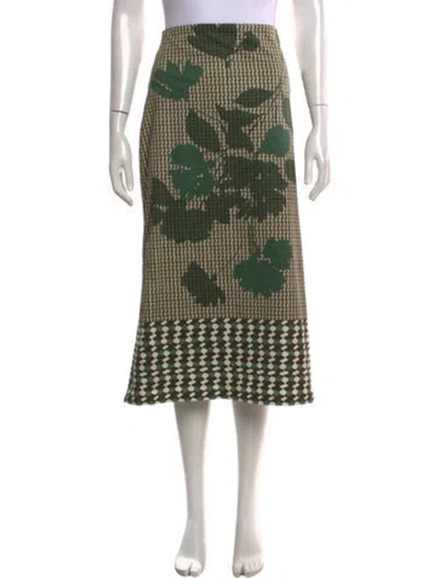 Pre-owned Silvia Tcherassi Floral Print Midi Length Skirt W/ Tags In Green