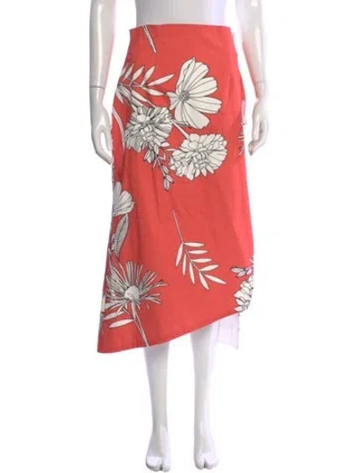 Pre-owned Silvia Tcherassi Floral Print Midi Length Skirt W/ Tags In Red