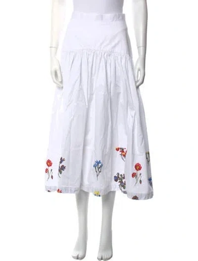 Pre-owned Silvia Tcherassi Floral Print Midi Length Skirt In White