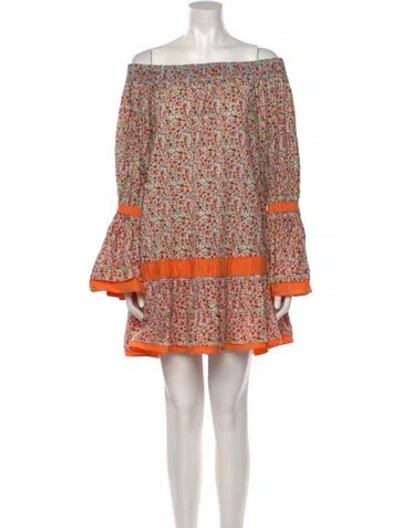 Pre-owned Silvia Tcherassi Floral Print Mini Dress In Orange