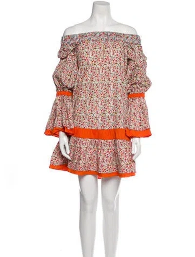 Pre-owned Silvia Tcherassi Floral Print Mini Dress W/ Tags In Orange