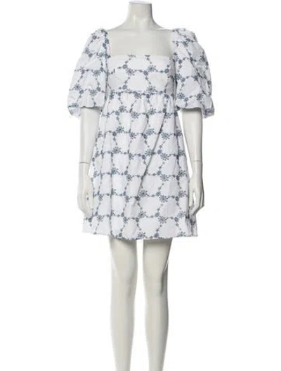 Pre-owned Silvia Tcherassi Floral Print Mini Dress In White
