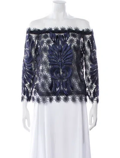 Pre-owned Silvia Tcherassi Floral Print Off-the-shoulder Blouse W/ Tags In Blue