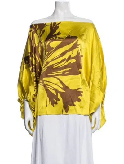 Pre-owned Silvia Tcherassi Floral Print Off-the-shoulder Blouse In Yellow