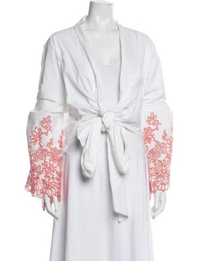 Pre-owned Silvia Tcherassi Floral Print Open Front Blouse W/ Tags In White