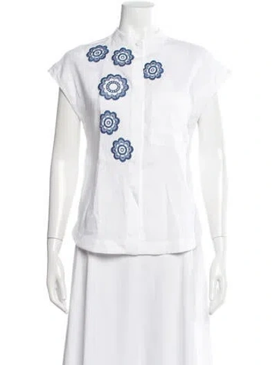 Pre-owned Silvia Tcherassi Floral Print Short Sleeve Blouse In Neutral