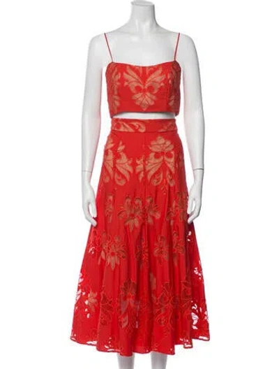 Pre-owned Silvia Tcherassi Floral Print Skirt Set In Orange