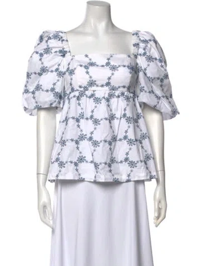 Pre-owned Silvia Tcherassi Floral Print Square Neckline Blouse In Multi