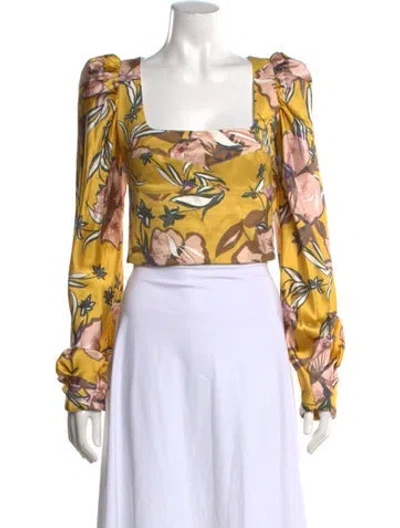 Pre-owned Silvia Tcherassi Floral Print Square Neckline Blouse In Yellow