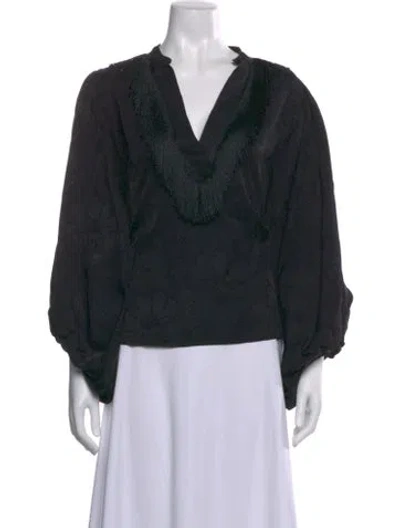 Pre-owned Silvia Tcherassi Floral Print V-neck Blouse In Black
