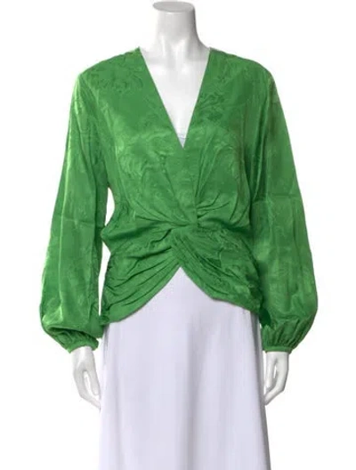 Pre-owned Silvia Tcherassi Floral Print V-neck Blouse In Green