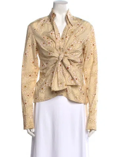 Pre-owned Silvia Tcherassi Floral Print V-neck Blouse In Neutral
