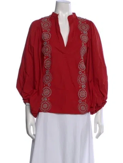 Pre-owned Silvia Tcherassi Floral Print V-neck Blouse In Red