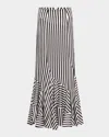 Silvia Tcherassi Florina Striped Ruffle Maxi Skirt In White Blue Stripes
