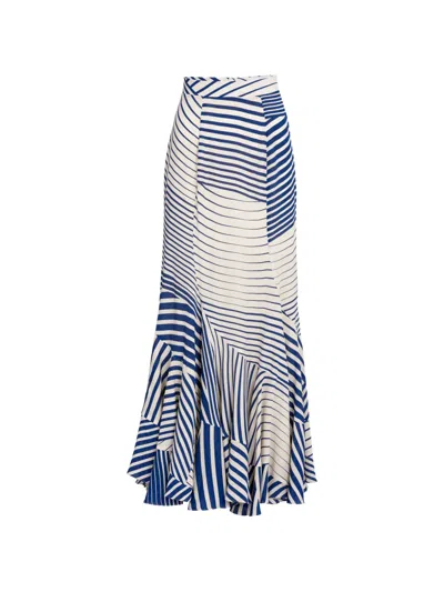 Silvia Tcherassi Florina Stripe-pattern Maxi Skirt In Blue