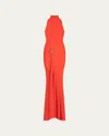 Silvia Tcherassi Frances Gathered Gown In Tangerin