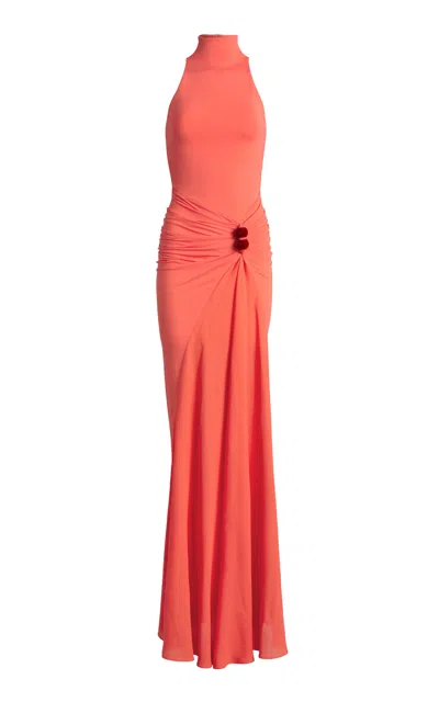 Silvia Tcherassi Frances Gathered Jersey Maxi Dress In Pink