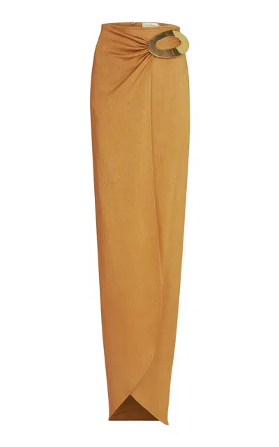 Silvia Tcherassi Gadea Gathered Crepe Maxi Skirt In Brown