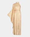 Silvia Tcherassi Gael One-shoulder Silk-blend Gown In Gold
