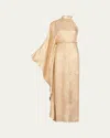 Silvia Tcherassi Gael One-shoulder Silk-blend Gown In Gold