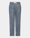 Silvia Tcherassi Garmet Sequined Cotton-blend Pants In Navyseqn
