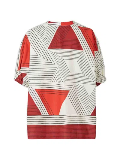 Silvia Tcherassi Geometric-pattern Blouse In Brown