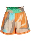 Silvia Tcherassi Giorgio High-rise Abstract-print Linen Pull-on Shorts In Orange