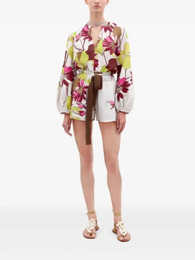 Silvia Tcherassi Giorgio High Waist Shorts In Botanical Multi