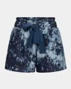 Silvia Tcherassi Giorgio Tie-dye Linen Pull-on Shorts In Indigo