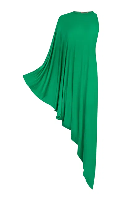 Silvia Tcherassi Golda One-shoulder Maxi Dress In Green
