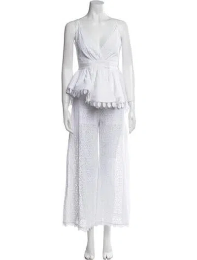 Pre-owned Silvia Tcherassi Grosgrain Trim Pant Set In White