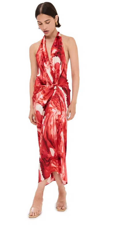 Silvia Tcherassi Guadalupe Dress Mutli Abstract Rouge In White