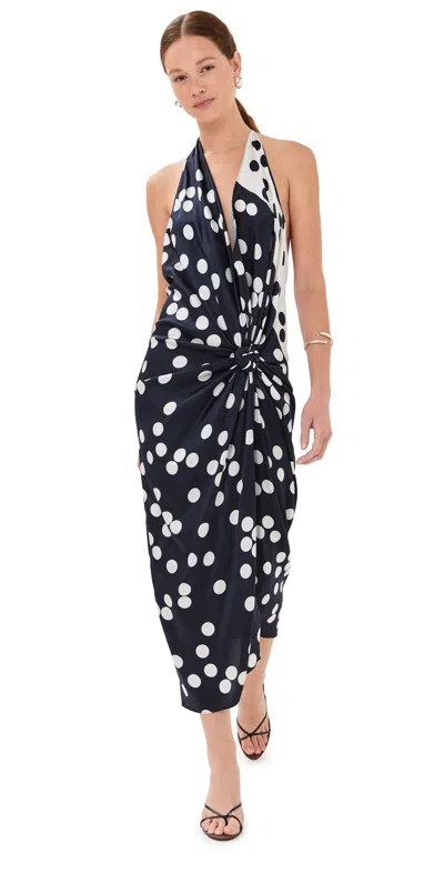 Silvia Tcherassi Guadalupe Dress Navy White Dots In Black