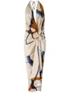 Silvia Tcherassi Guadalupe Satin Abstract Print Wrap Midi Dress In Neutrals