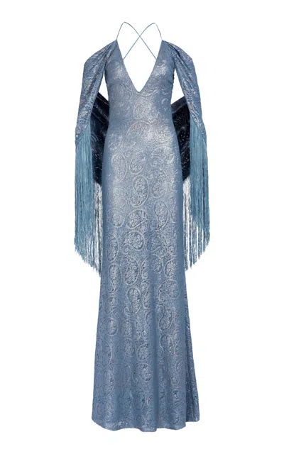 Silvia Tcherassi Habana Cotton-blend Maxi Dress In Blue