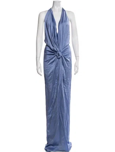 Pre-owned Silvia Tcherassi Halterneck Long Dress In Blue