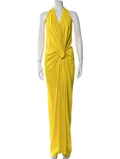 Pre-owned Silvia Tcherassi Halterneck Long Dress In Yellow