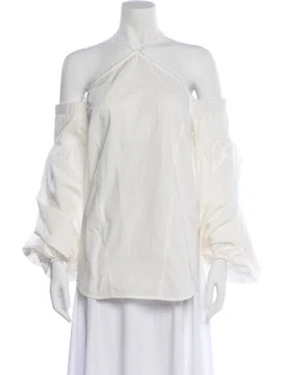 Pre-owned Silvia Tcherassi Halterneck Long Sleeve Blouse W/ Tags In White