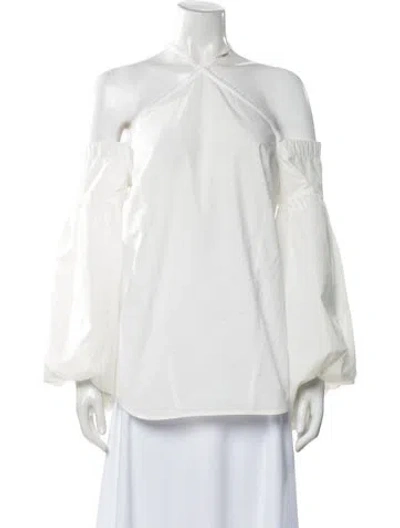 Pre-owned Silvia Tcherassi Halterneck Long Sleeve Top In White