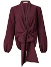 Silvia Tcherassi Honey Satin Wrap Top In Red