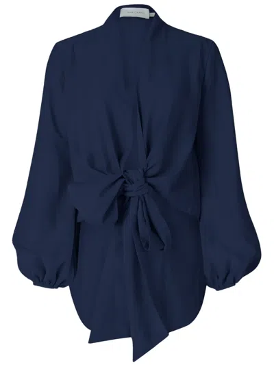 Silvia Tcherassi Honey Self-tie Blouse In Blue
