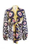 Silvia Tcherassi Honey Tie-detailed Silk Top In Multi